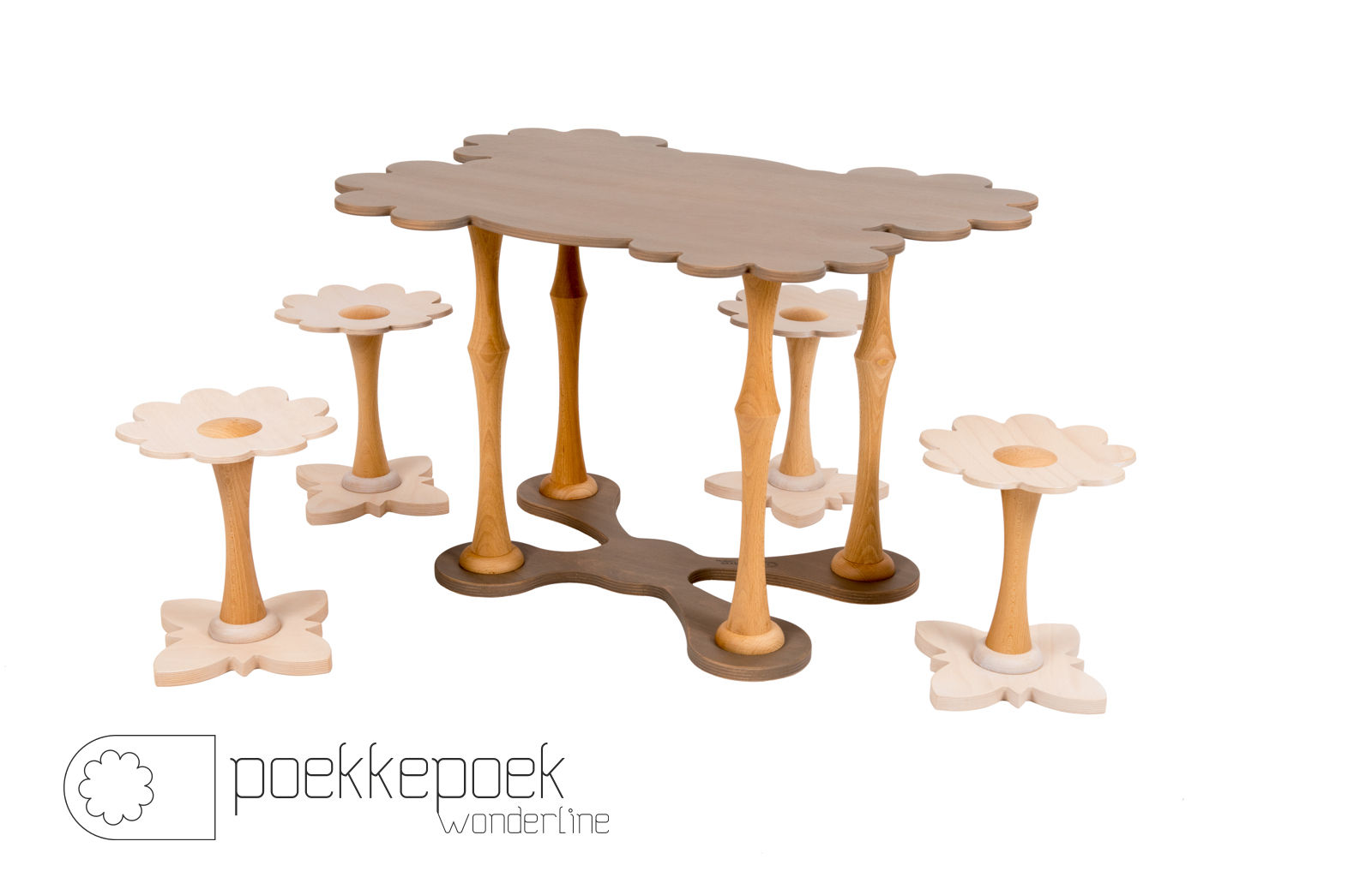 Houten kindertafel met stoeltjes POEKKEPOEK KIDS